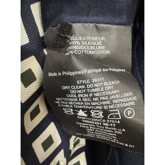 Tory Burch Silk Shift Dress Womens Geometric Print Long Sleeve Size 2 - Picture 3 of 5